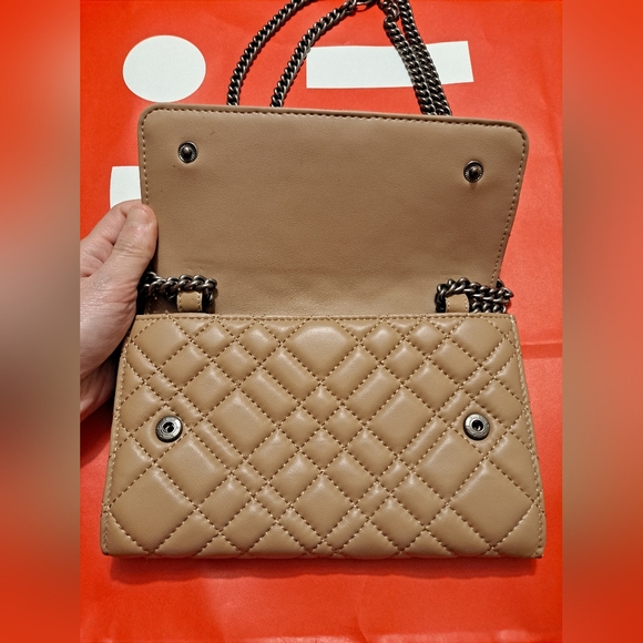 Kurt Geiger Brixton Tan Quilted Leather Wallet on Chain Crossbody Shoulder Bag - Picture 4 of 15